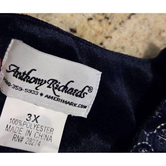 New! Lot of 2 Anthony Richards Sz 3X Velvet House Coat Robe Embroidered 1/2 Zip - Picture 7 of 12